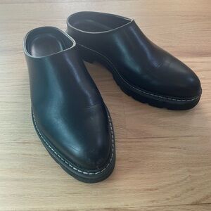 Jenni Kayne Black Leather Slip-On Clog Mules